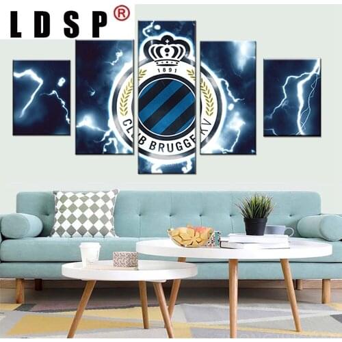 LDSP 5 Panel Modular Wall Paintings Belgium Club Brugge KV Club Canvas Painting On The Wall Artwork Modern Home Wall Art Decor
