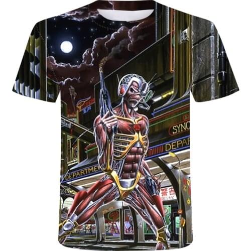 2020 New 3D heavy metal skull t-shirt Punk festival rock t shirt Men Printed Casual Tshirt O Neck Hip Hop Short Sleeve Plus-Size