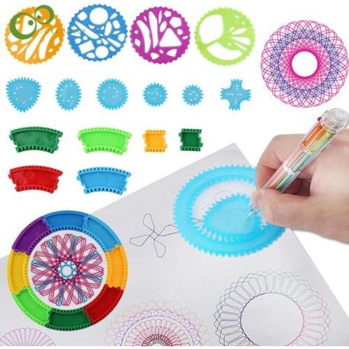 Spirograph Drawing set with 6 Colors Ballpoint Pen Free Style Create Designs Patterns Art Paint Coloring Spiral Toys GYH