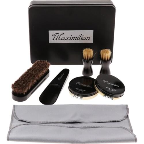 Set Of 8pcs Shoe Cleaning With A Tin Box Portable Shoe Care Accessories