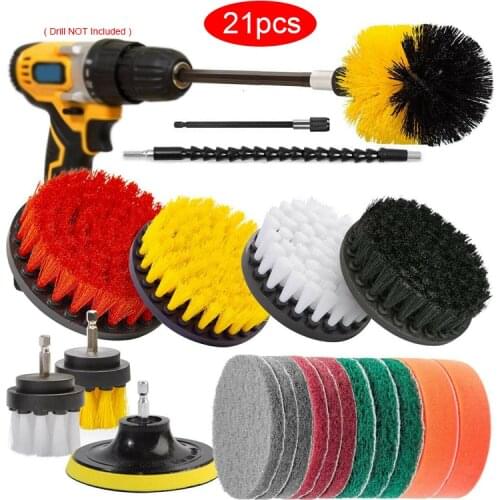 Car Drill Brushes Set Scrubber Cleaning Kit Car Wash Brush Cleaning Tools Polishing Pad Set Power Spin Tub Shower