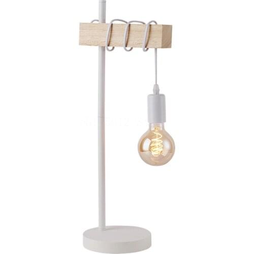 Nordic Solid Wood Table Lamp Metal Black Bedroom Bedside Lamp Home Decor Table Light Modern Simple Led Wooden Desk Lamp