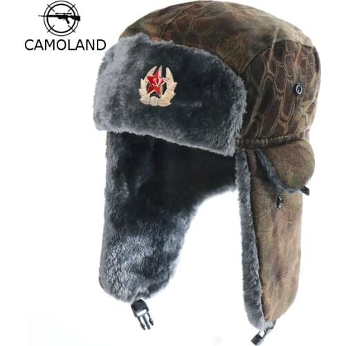 2018 New Men Bomber Hats Winter Trooper Trapper Hat Ushanka Russian Hat with Faux Fur Outdoor Sports Skiing Warm Ear Flaps Hat