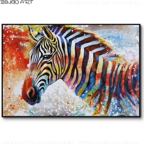 New Arrivals Hand-painted High Quality Abstract Zebra Oil Painting on Canvas Rich Colors Fashion Wall Art Zebra Acrylic Painting