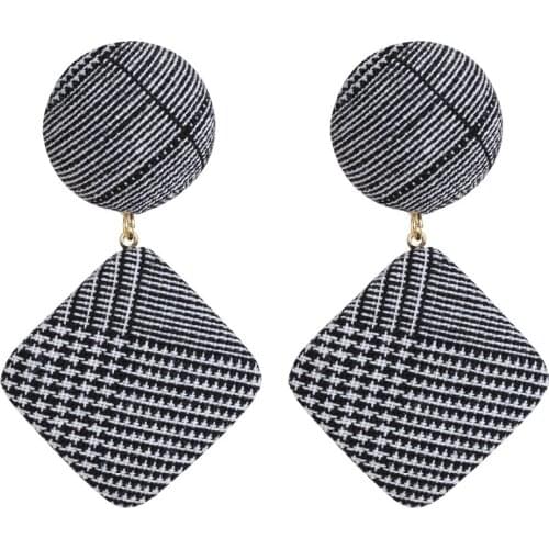 New Fashion Geometric Cloth Button Dangle Earrings Hot Sell Wedding Square Pendant Earrings For Women Jewelry Accessories
