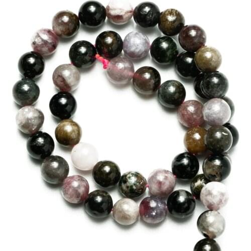Wholesale Natural Tourmaline Agates Stone Beads Round Loose Beads DIY Bracelet Necklace 4mm 6mm 8mm 10mm