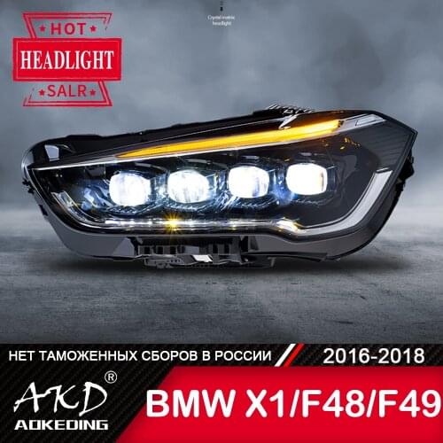 For Car BMW X1 F48 Head Lamp 2016-2019 Car Accessory Fog Lights Day Running Light DRL H7 LED Bi Xenon Bulb X1 F48 F49 Headlights