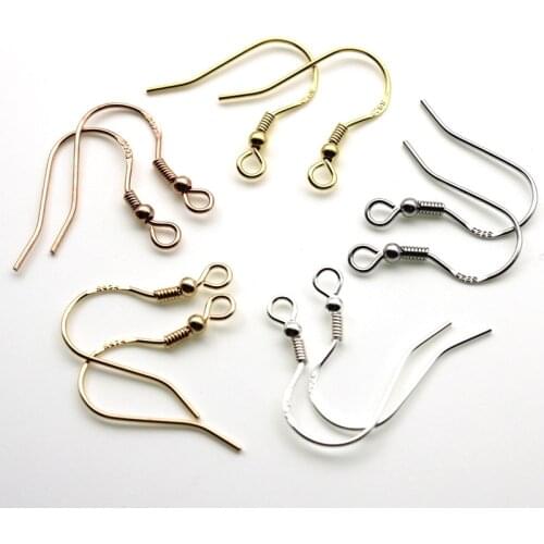 Real 925 Sterling Silver Earring Hooks Hypoallergenic Earring Jewelry Findings Earring DIY Earwire Jewelry Making Accessories