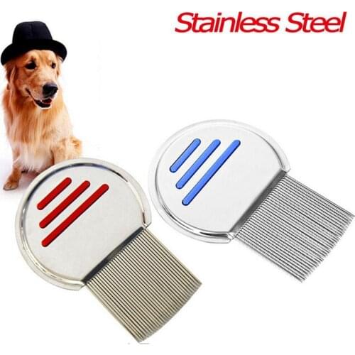 Dog Pet Cat Fur Dematting Grooming Pet Hair Lice Comb Brushes Nit Free Terminator Egg Dust Removal Stainless Steel