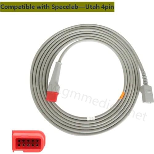 Spacelab Compatible-Utah IBP/Invasive Blood Pressure Transducer Adapter Cable,Rectangular 10pin >Utah-4pin