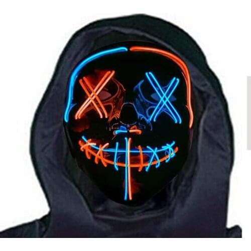 Led Mask Halloween Party Masque Masquerade Masks Neon Maske Light Glow In The Dark Mascara Horror Maska Glowing Masker Purge