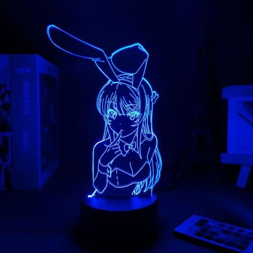 Led Night Light Anime Figure Desk Lamp Waifu Mai Sakurajima 3D Lamp Sakurajima Bunny Girl Lamp For Kids Neon Lamp Teen Room