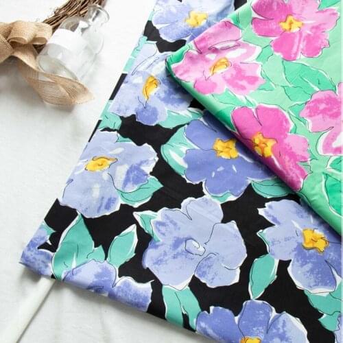 145x50cm 60s Cotton Print Flowers Fabric, Making Womens and Childrens High Count Mercerized Dress Shirt Clothing Cloth