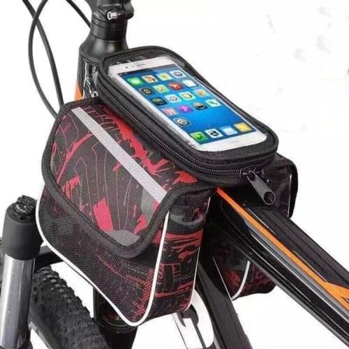 Bicycle Bag Front Beam Bag Mountain Bicycle Bag Mobile Phone Bag Upper Tube Bag Waterproof Saddle Bag Cycling Fixture and Fittin