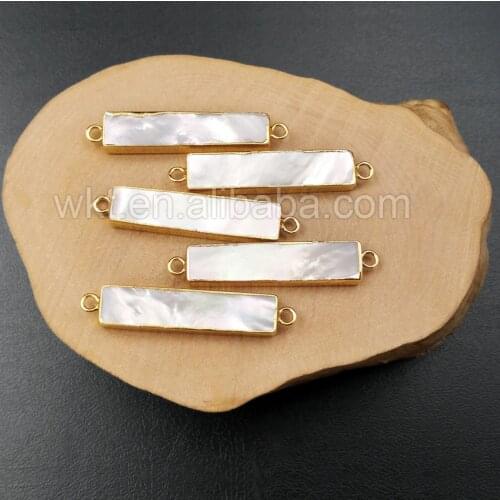 WT-C178 Wholesale double loops pearl pendant, A rectangle Pearl Connector, Fresh Water Pearl ,Pendant Charm