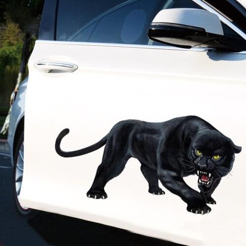 Funny 3D Animal Car Sticker Black Panther Roaring Car Sticker Accessories Decal Cover Scratches Waterproof Pvc 25cm X 14cm