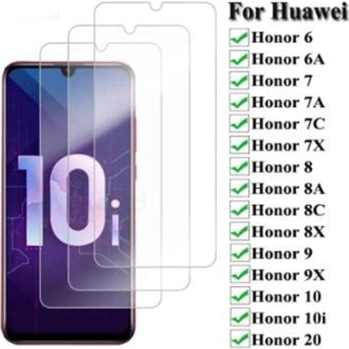 Tempered Glass For Honor 10i 20 6X 7X 8X 9X 10 9 8 lite Screen Protective Glass for Huawei Honor 6 6A 7 7A 7C 8 8A 8C 9