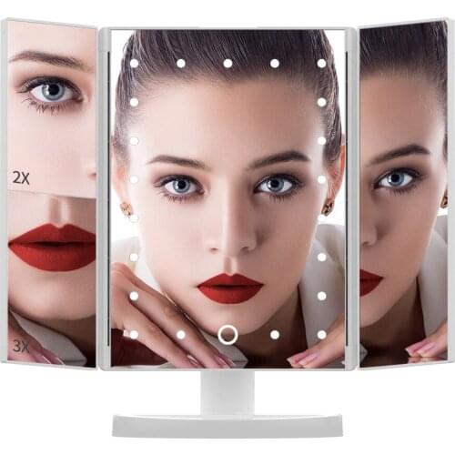 DIOZO Makeup Mirror Touch Screen Multifunction 1X/2X/3X Magnifying Glass Makeup Mirror with 21 LED Lights Flexible Mirrors