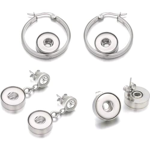 Hot Sale 031 Fashion Stainless Steel Earring Fit 12mm Snap Button For Women Charms Design Earrings Jewelry Gift
