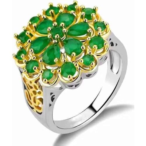 Milangirl New Ring Fashion Green Flower Shaped Inlaid Zircon ladies Jewelry Crystal Ring ladies Ring Engagement Ring