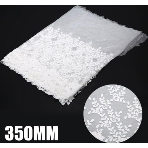 1Yard 35cm White Embroidered Mesh Lace Cotton Garment Lace Trim for DIY Sewing Accessories