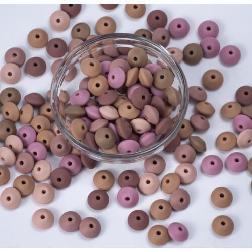 100 PCS Blush 12 MM Lentils Silicone Beads Abacus Teething Necklace Baby Teether Toy Accessories Silicon Pacifier Saucer Beads