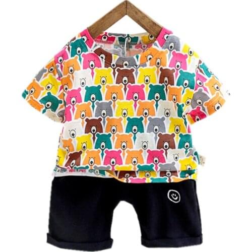 New Summer Baby Girl Clothes Children Boys Cotton Cartoon T Shirt Shorts 2Pcs/sets Toddler Fashion Costume Infant Kids Tracksuit