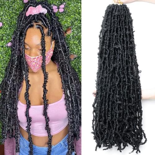 36 Inch Butterfly Faux Locs Crochet Hair Distressed Locs Crochet Braids Long Butterfly Crochet Locs Hair for Black Women