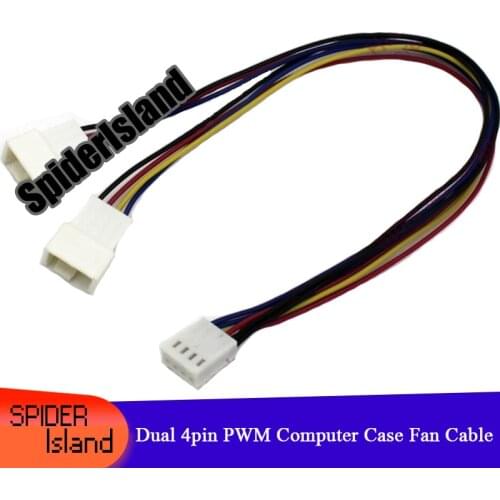 50pcs/lot Free Shipping High Quality 4Pin PWM To Dual 4Pin PWM Computer Case Fan Power Sleeved Y-Splitter Adapter Cable