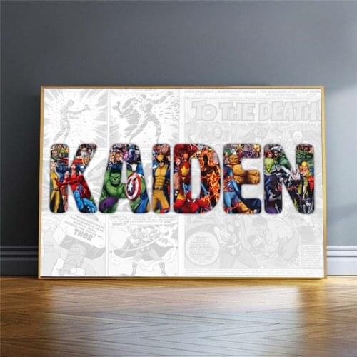 5D DIY Diamond Painting Marvel Character Poster Avengers Name Word Superhero Embroidery Wall Art Moving Gift Home Decoration