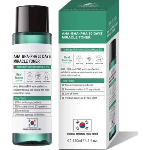AHA BHA PHA 30 Days Miracle Toner Tea Tree + Niacinamide 2% Acne Exfoliating Oil Control Pore Cleansing Whitening Moisturizing