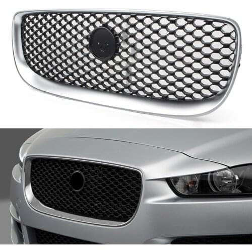 Car Front Bumper Grill Upper Mesh Grille For Jaguar XE 2015 2016 2017 2018 Silver ABS Plastic