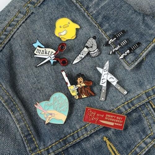 Murderer Horror Movie Enamel Pins Sharp Weapon Brooches Badges Backpacks Pins Gifts for Friends