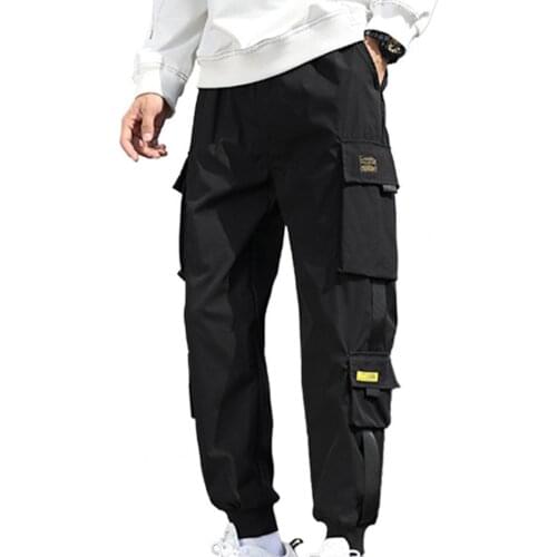 Mens Side Pockets Cargo Pants 2021 Black Hip Hop Casual Male Joggers Trousers Fashion Casual Streetwear Pants Mens Clothing