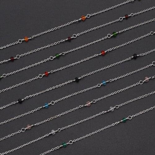 30 Meters/lot Stainless Steel Natural Stone Beads diy jewelry Making Chains Wholesale Hand Made Bracelet Making Chain