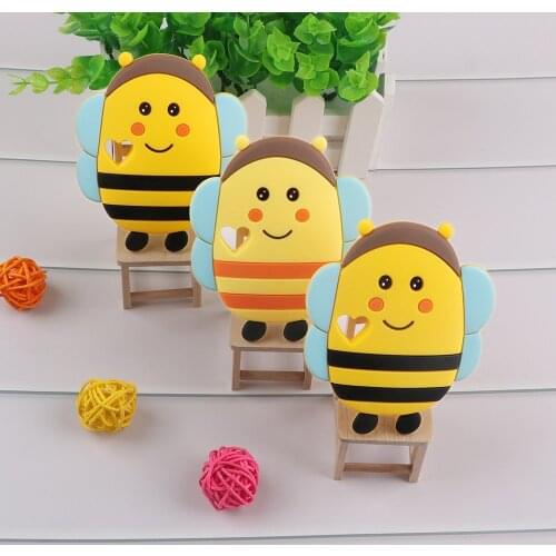 Kovict 5/10pcs Honeybee Silicone Teether Animal Molar Teether DIY Pacifier Chain Jewelry Accessories Chewable Nursing Baby Toys