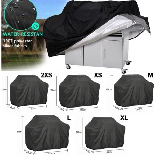 190T BBQ Cover Waterproof Outdoor Anti Dust Barbecue Grill Cover Rain Protector Heavy Duty BBQ Accessories Black