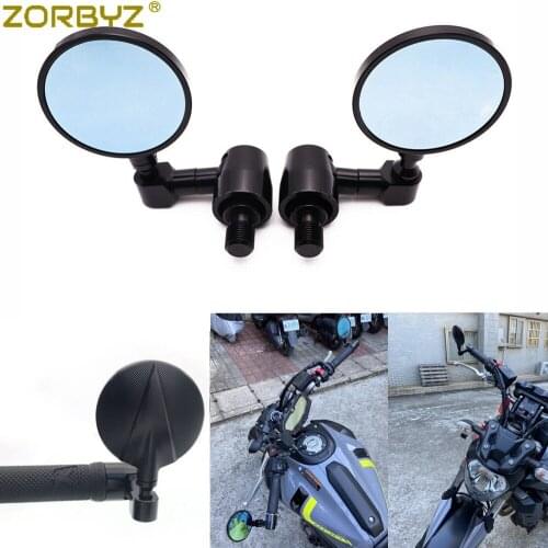 ZORBYZ Black CNC Round Handlebar end Side Mirror With 16mm Bolt-on For Yamaha XJ6 FZ8 FZ6 MT-09 MT-07 MT-03