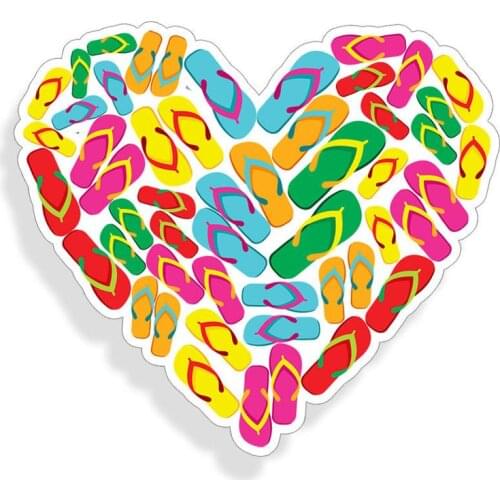Color shoes flip flop heart sticker tumbler beach cup laptop window bumper cooler decal