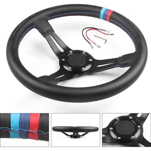 Racing 13.5'' Steering Wheel Drift Microfiber Leather Three Colors Stitching Fit Car and Simulation For PC Game