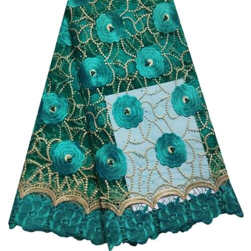 Hot Sale Green Color African Lace Fabric With Beads 2018 Beaded Lace Fabric For Wedding Dress Bridal Nigerian Lace Fabrics 1315