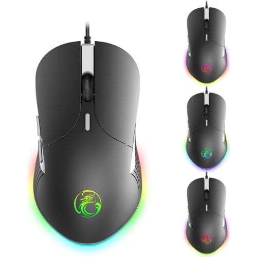 IMICE X6 USB Wired Mouse 7 Color Breathing Light 4 Gears 3200/6400DPI Backlight Optical Mice for Gamers PC Computer