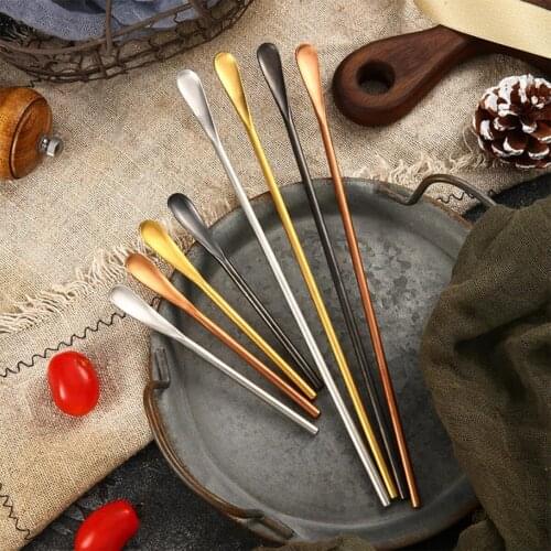 Stainless Steel Coffee Spoon Long/Short Gourd Handle Teaspoon Small Stir Spoon Bar Ice Mix Honey Spoon Kitchen Tool Tableware