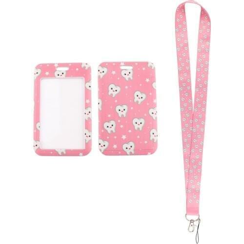 MD970 DMLSKY Cartoon Teeth Card Holder ID Holder Man Woman Bus Card Holder Staff Card With Lanyard For Doctor Nurse Dentistry