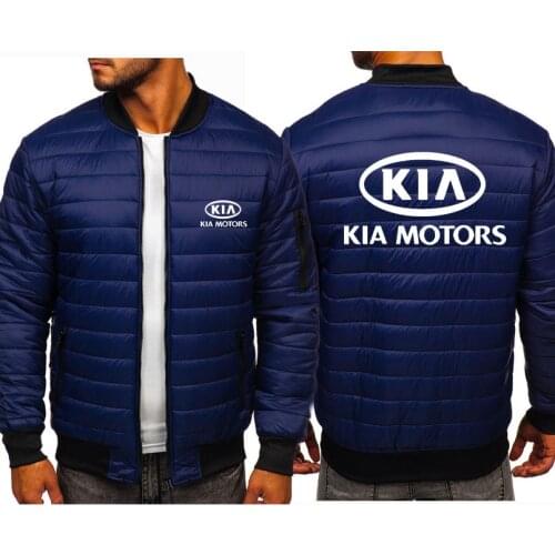 2021 Winter fleece padded warm jacket Men KIA Car Logo Print Cotton wool hoodie men Mens pullover Zip Jacket Y