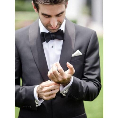 ANNIEBRITNEY Black 2 Piece Slim Fit Men Suit Custom Groom Wedding Tuxedo Men Black High End Prom Wedding Skinny Suit With Pants