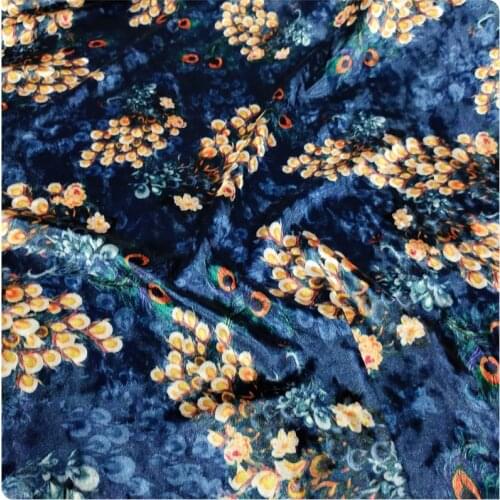 New Digital Printing Elastic Diamond Gold Velvet Cheongsam Dress Upper Garment Fabric