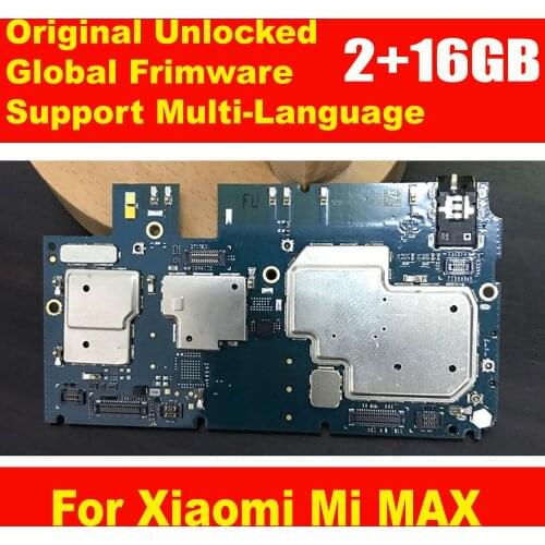 Original Unlocked MainBoard For Xiaomi Mi MAX 16GB ROM MotherBoard With Chips Circuits Flex Cable Global Frimware MIUI