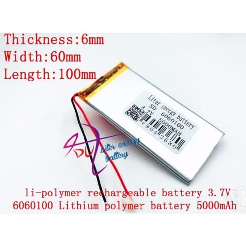 Polymer lithium ion battery 3.7 V, 6060100 5000mAh can be customized wholesale CE FCC ROHS MSDS quality certification