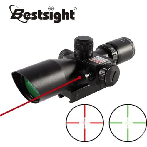 Bestsight 2.5-10X40 Rifle Scope red green Illuminated Sight with Red Laser Scope Hunting Tactical Optics Air Gun Scope